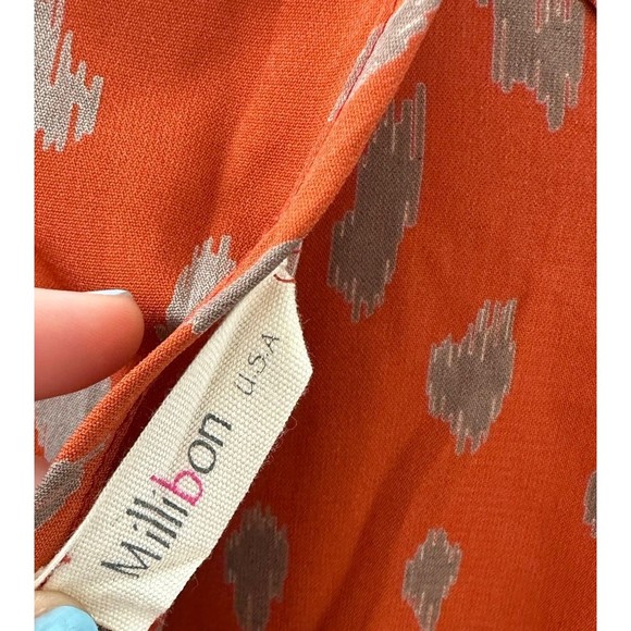 Women’s Boutique Bell Long Sleeve Romper Tie Back Detail Orange Rust Pattern - Picture 7 of 12